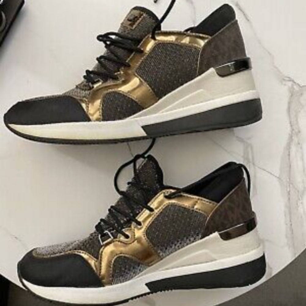 Women's Gold and Black Sneakers - Picture 1 of 3